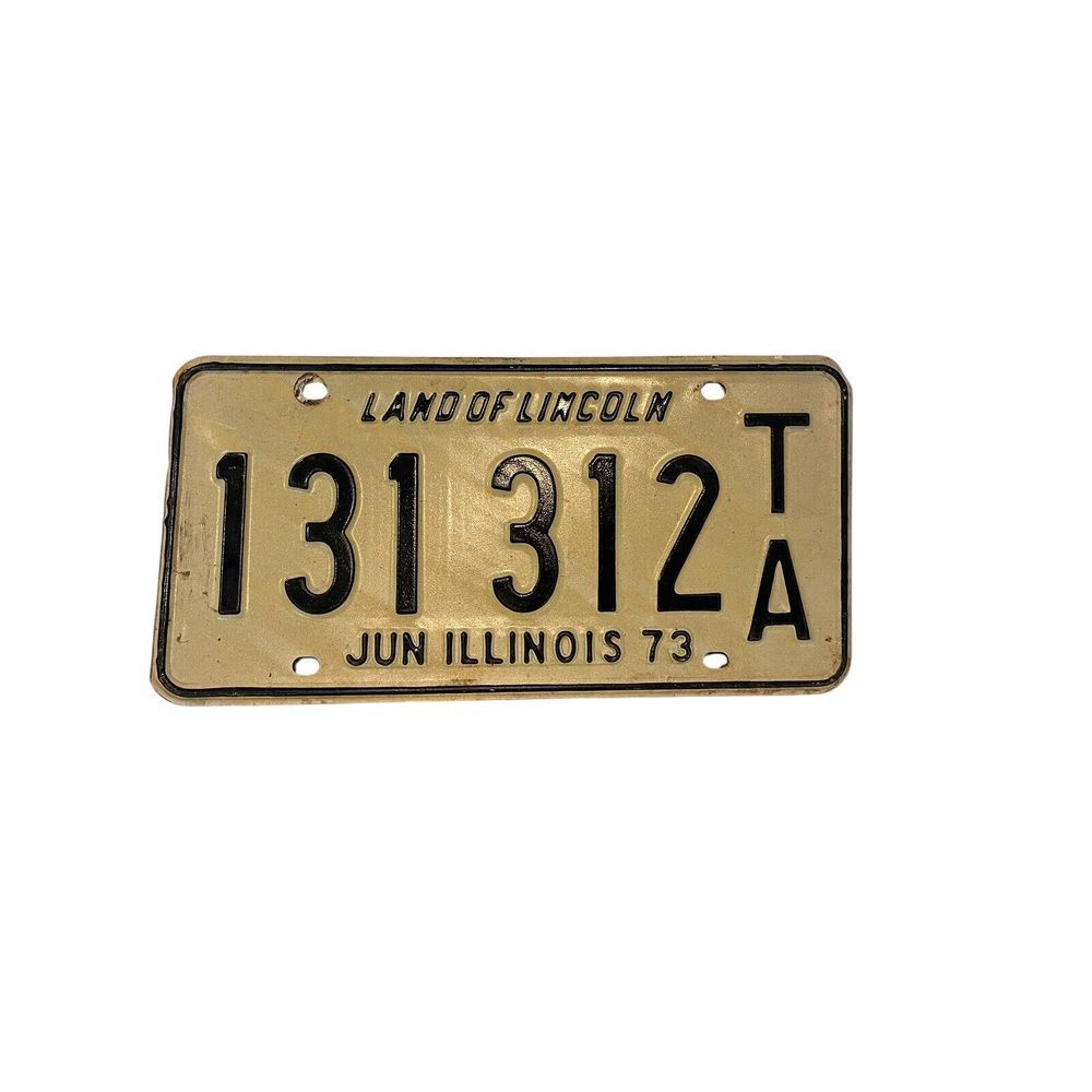 Illinois 1973 Land of Lincoln License‎ Plate #131 312 TA Garage Man Cave